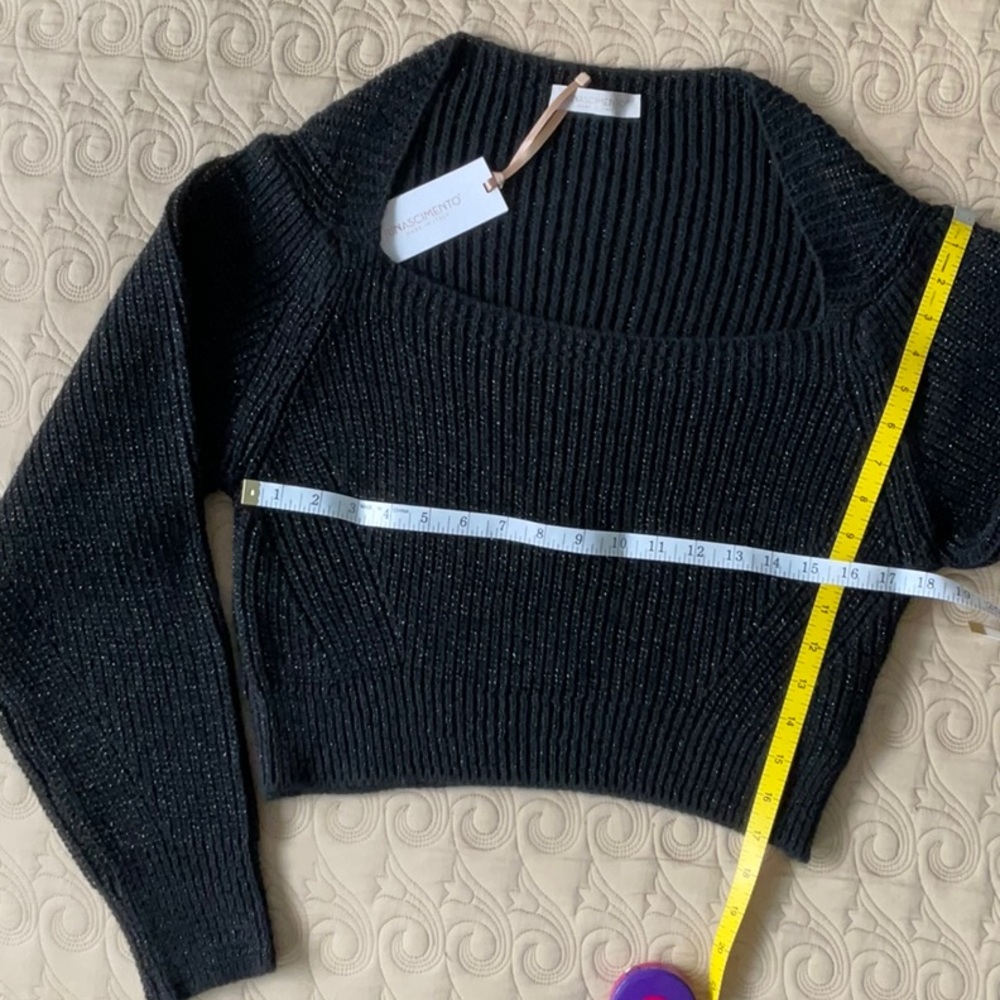 NWT Women's Rinascimento Knit / Square - Wide Neck Crop Top / Size S/M / Black - Picture 9 of 16